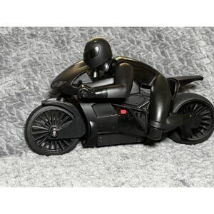 RC Motorcycle Rider Toy 49 MHz Black Bike No Remote Untested Parts Repair